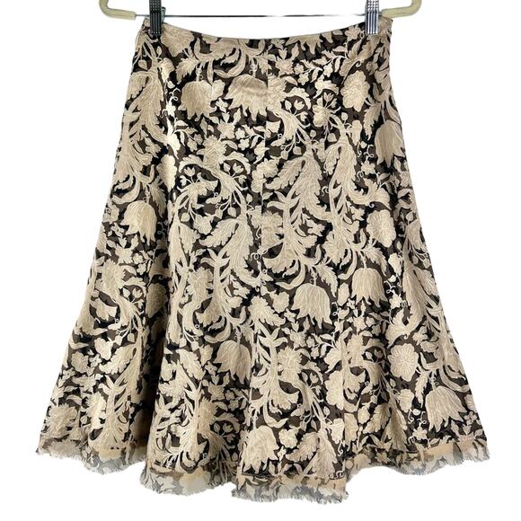 Vintage Elie Tahari Floral Embroidered A-Line Midi Skirt 2 Romantic Whimsical - Picture 3 of 9